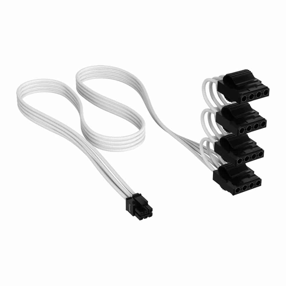 (image for) Corsair Premium White Individually Sleeved Peripheral Power (Molex) Type-5 PSU Cable